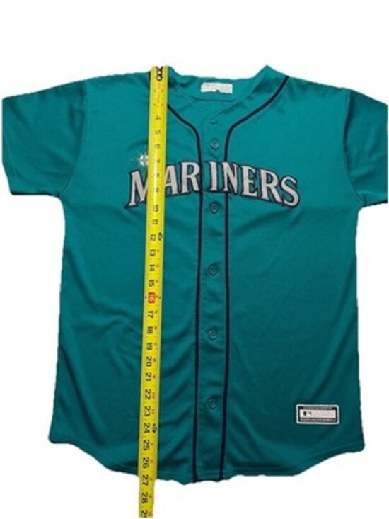 Ken Griffey Jr. #24 Mariners Aqua Cool Base Sewn Stitched Jersey KIDS/YOUTH XL - Picture 4 of 7
